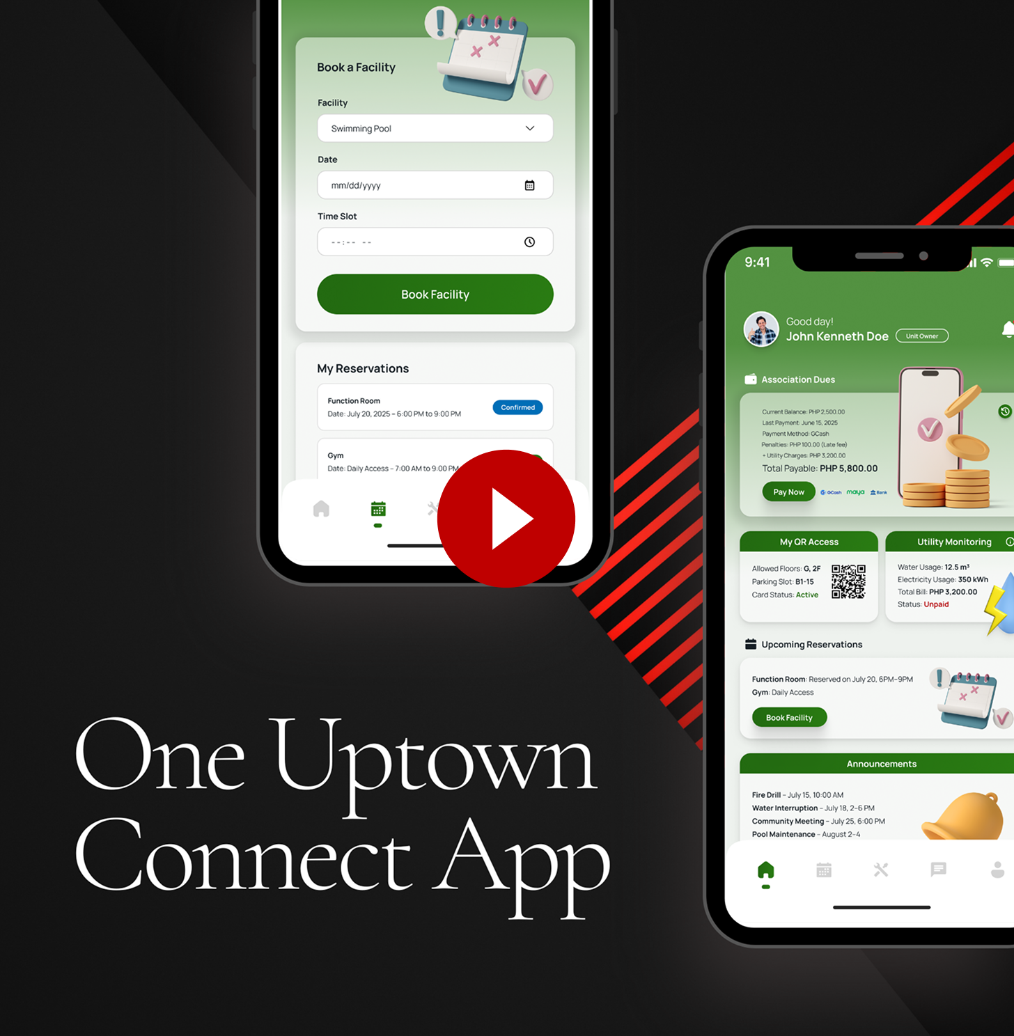 One Uptown Connect resident mobile app screen